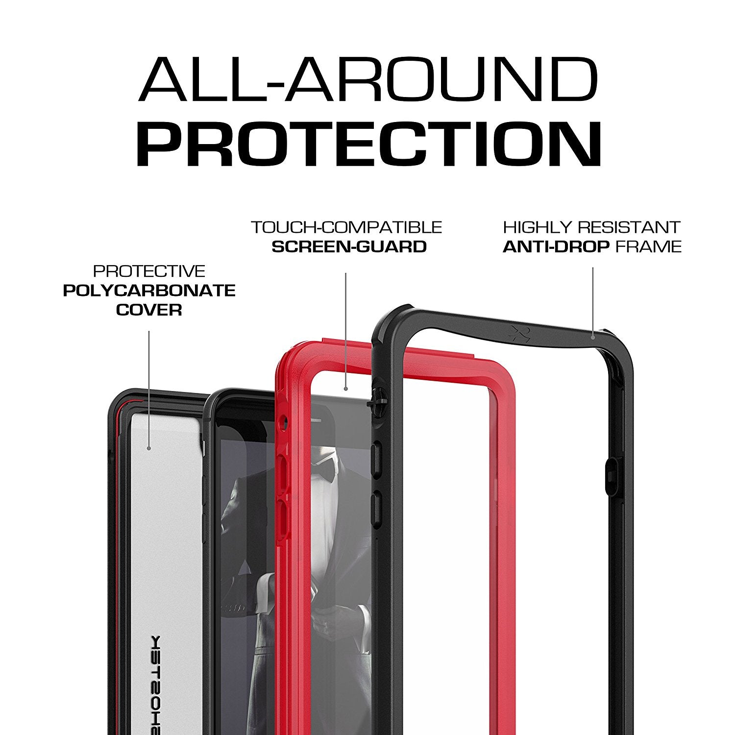 iPhone 7+ Plus case, Ghostek®  Nautical Series  for iPhone 7+ Plus Rugged Heavy Duty Case |  Red