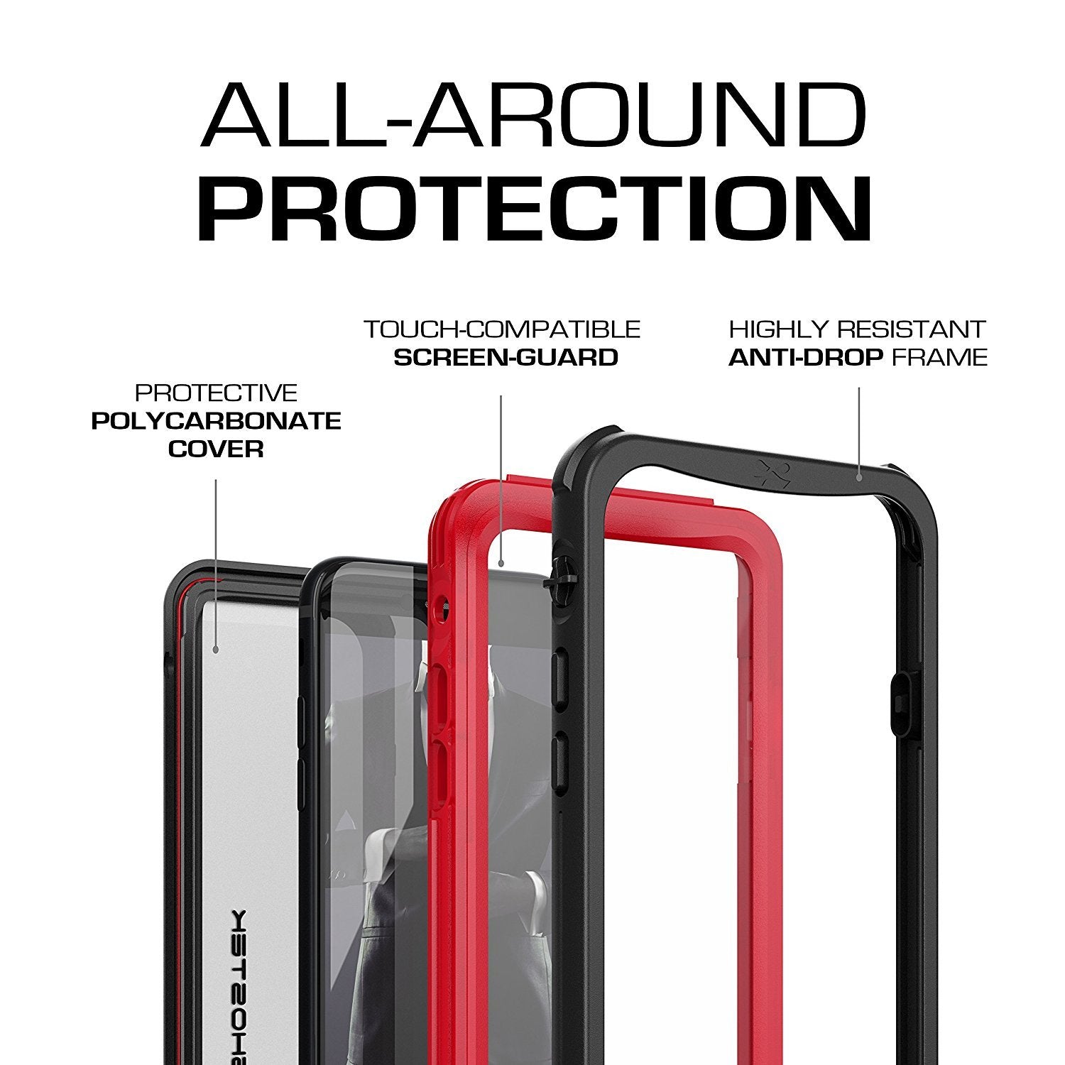 iPhone  7  Waterproof Case, Ghostek Nautical Series for iPhone  7  | Slim Underwater Protection | Adventure Duty | Ultra Fit | Swimming (Red)