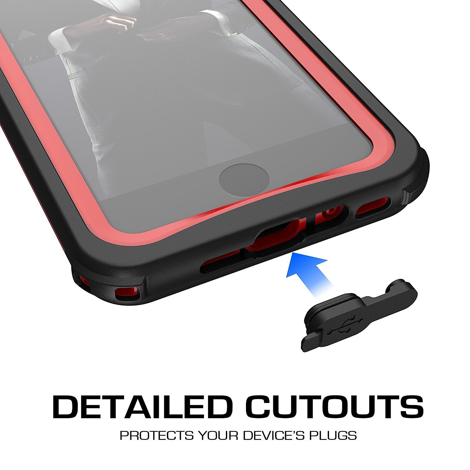 iPhone  7  Waterproof Case, Ghostek Nautical Series for iPhone  7  | Slim Underwater Protection | Adventure Duty | Ultra Fit | Swimming (Red)