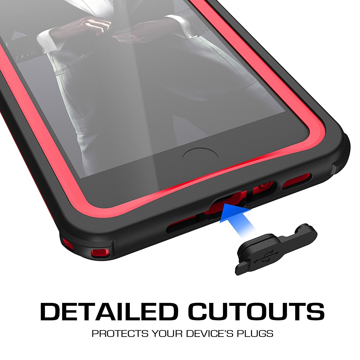 iPhone 7+ Plus case, Ghostek®  Nautical Series  for iPhone 7+ Plus Rugged Heavy Duty Case |  Red