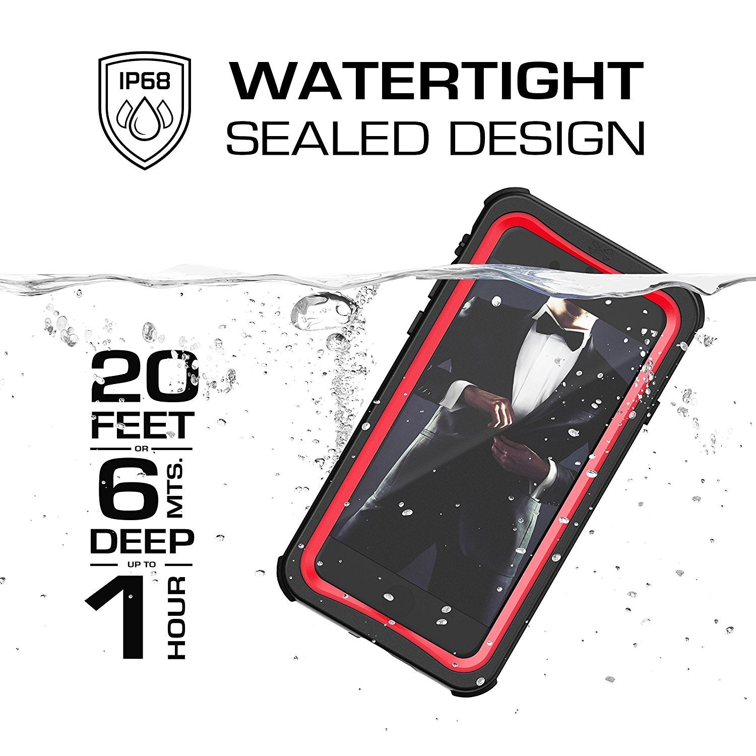 iPhone  7  Waterproof Case, Ghostek Nautical Series for iPhone  7  | Slim Underwater Protection | Adventure Duty | Ultra Fit | Swimming (Red)