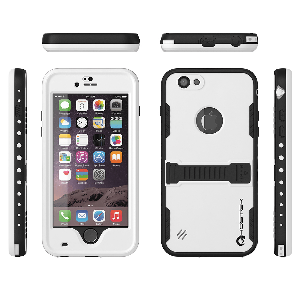 iPhone 6 Plus Waterproof Case, Ghostek Atomic White w/ Attached Screen Protector - Lifetime Warranty (Color of item in picture is black)