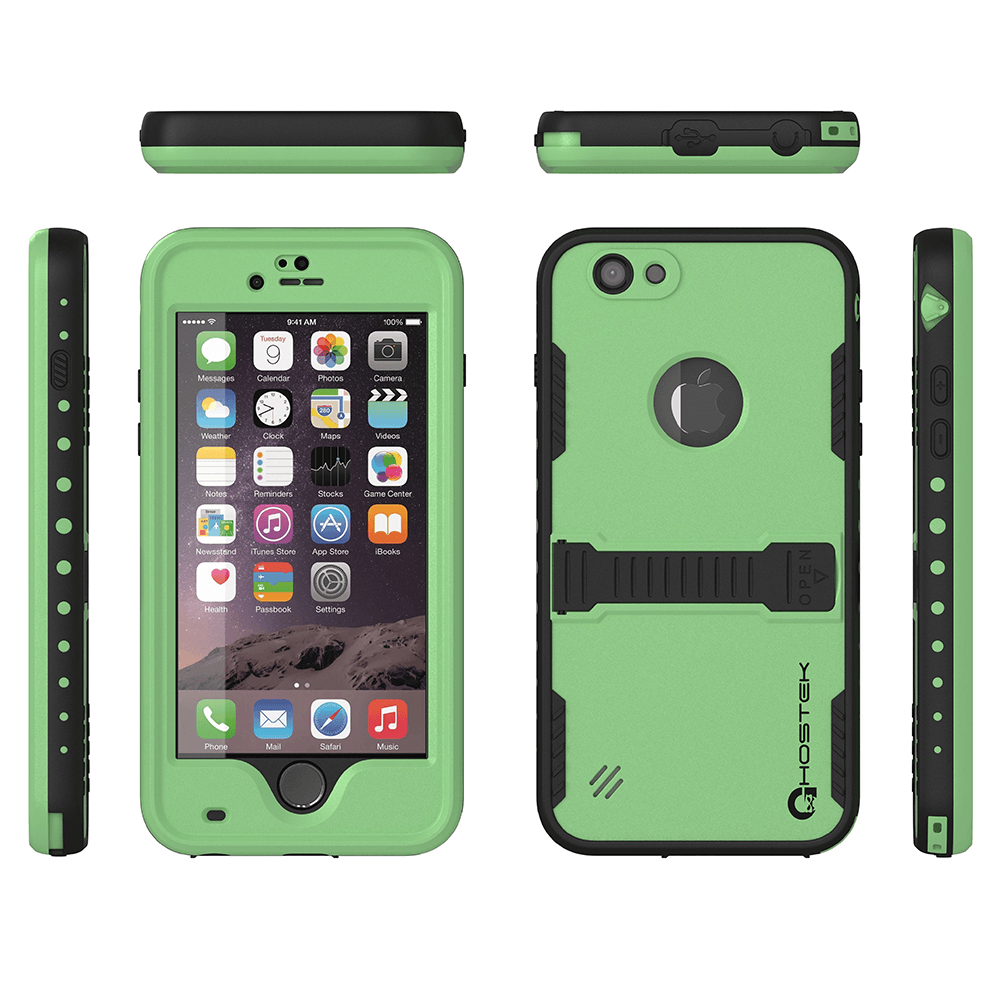 iPhone 6 Plus Waterproof Case, Ghostek Atomic Green w/ Attached Screen Protector - Lifetime Warranty (Color of item in picture is black)