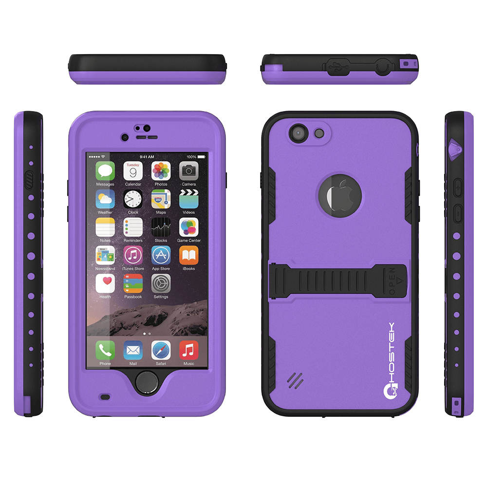 iPhone 6 Plus Waterproof Case Ghostek Atomic Purple w/ Attached Screen Protector - Lifetime Warranty (Color of item in picture is black)