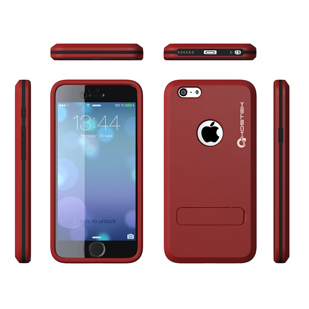 iPhone 6 Plus  Case, Ghostek bullet Red Case W/ Attached Screen Protector - Lifetime Warranty (Color of item in picture is silver)