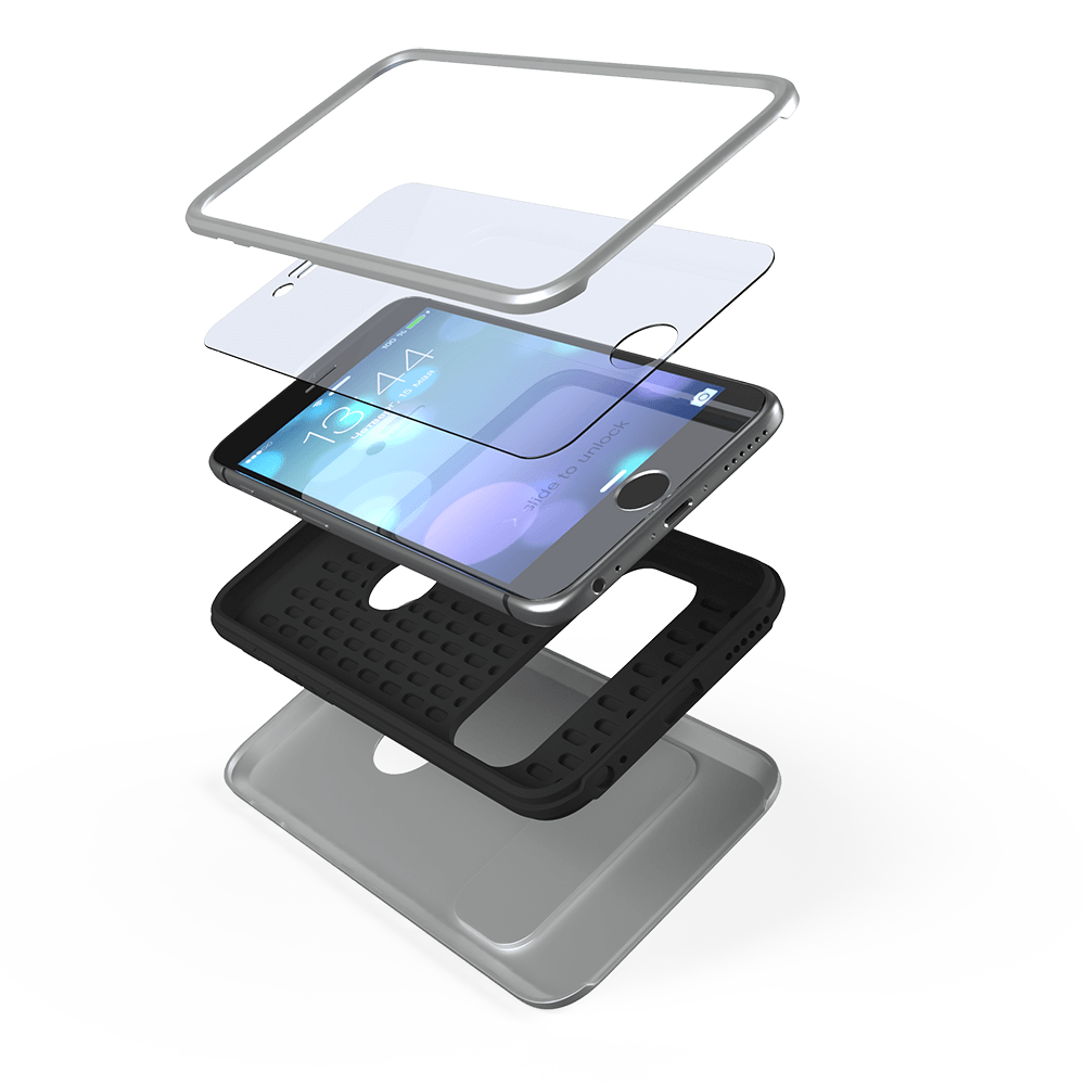 iPhone 6 Plus  Case, Ghostek Bullet Silver W/ Attached Screen Protector - Lifetime Warranty (Color of item in picture is charcoal)