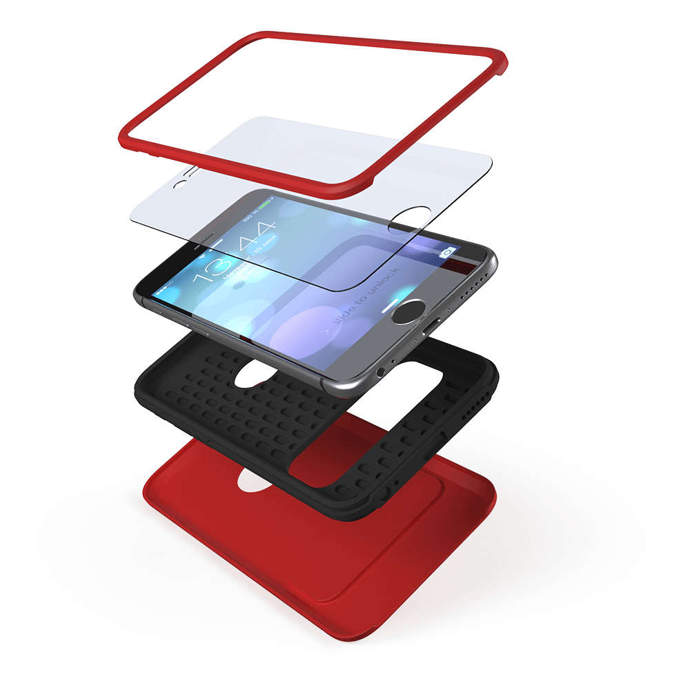 iPhone 6 Plus  Case, Ghostek bullet Red Case W/ Attached Screen Protector - Lifetime Warranty (Color of item in picture is gold)