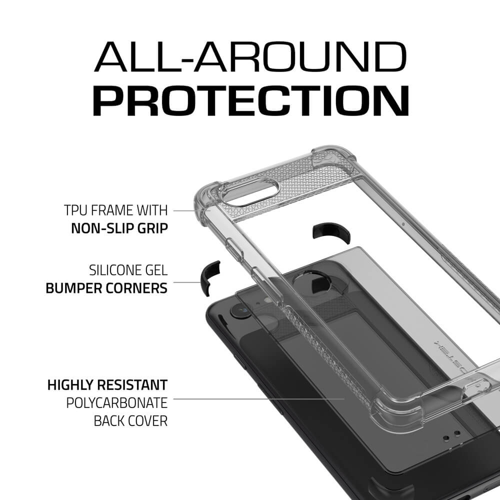 Google Pixel 3 Case,Ghostek Covert 2 TPU Bumper Frame [Shockproof]  | Black