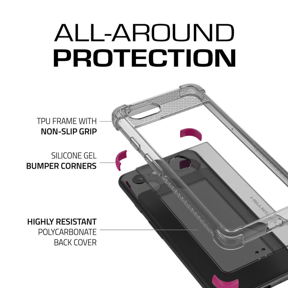 Google Pixel 3 Case,Ghostek Covert 2 TPU Bumper Frame [Shockproof] | Pink