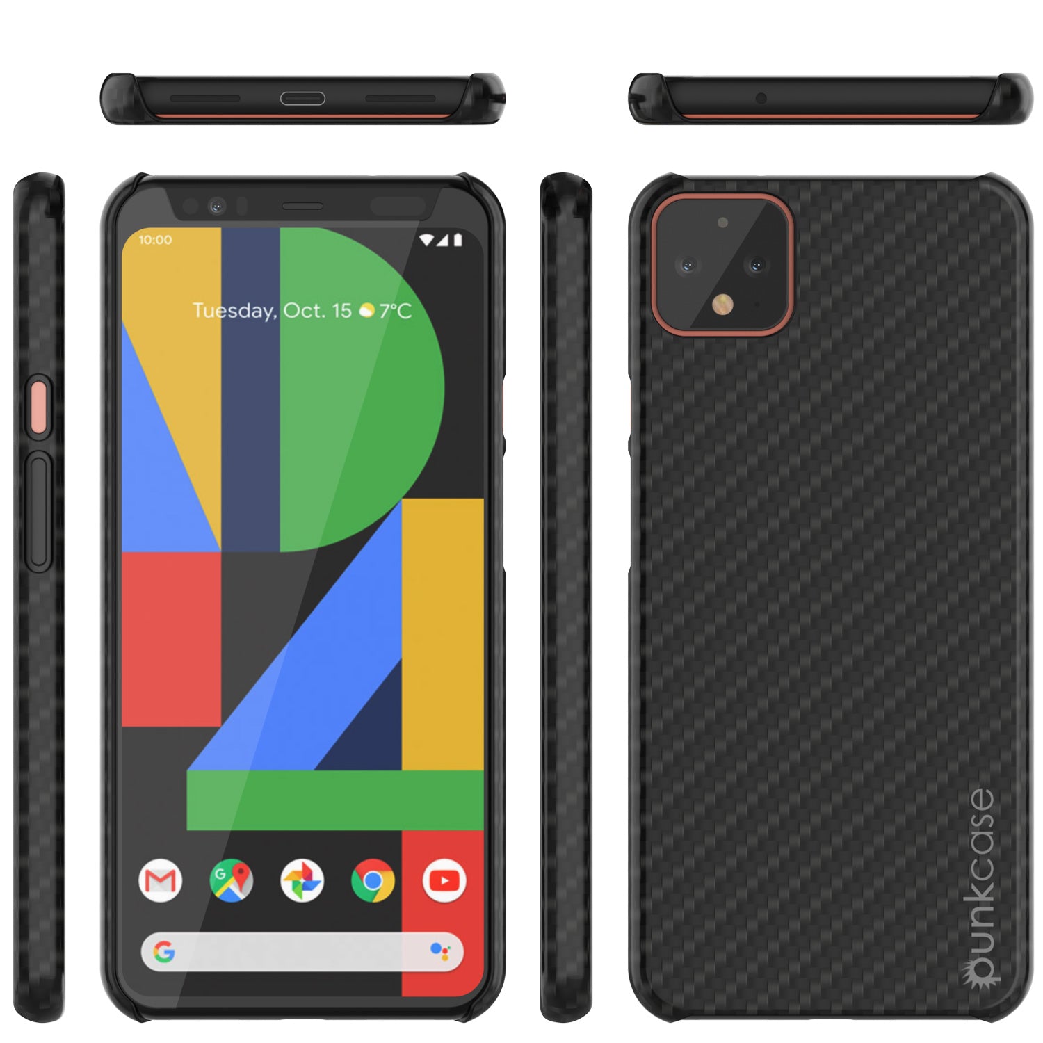Google Pixel 4 CarbonShield Heavy Duty & Ultra Thin Leather Cover