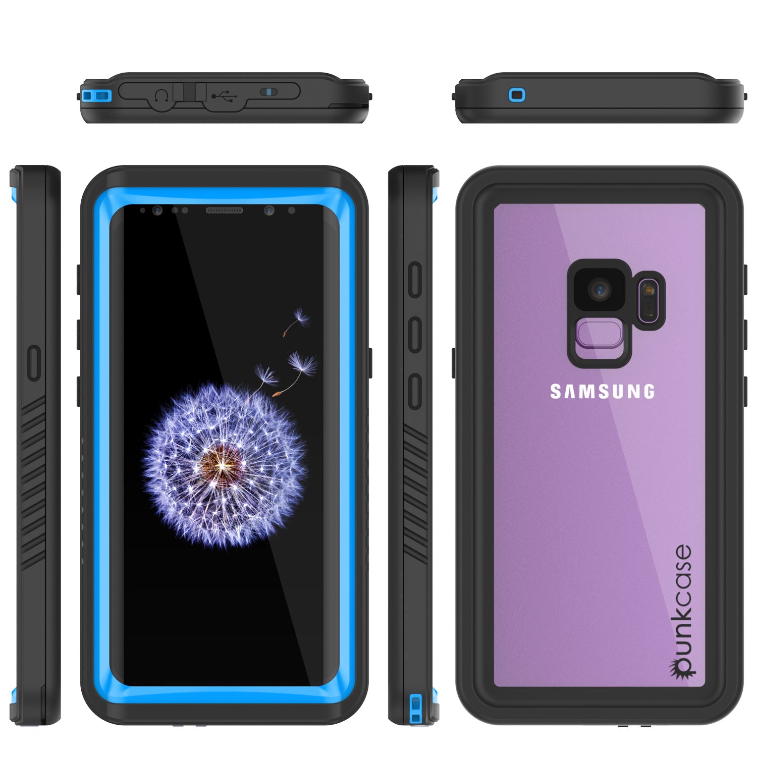Galaxy S9 Waterproof Case, Punkcase [Extreme Series] [Slim Fit] Armor Cover [Light Blue]