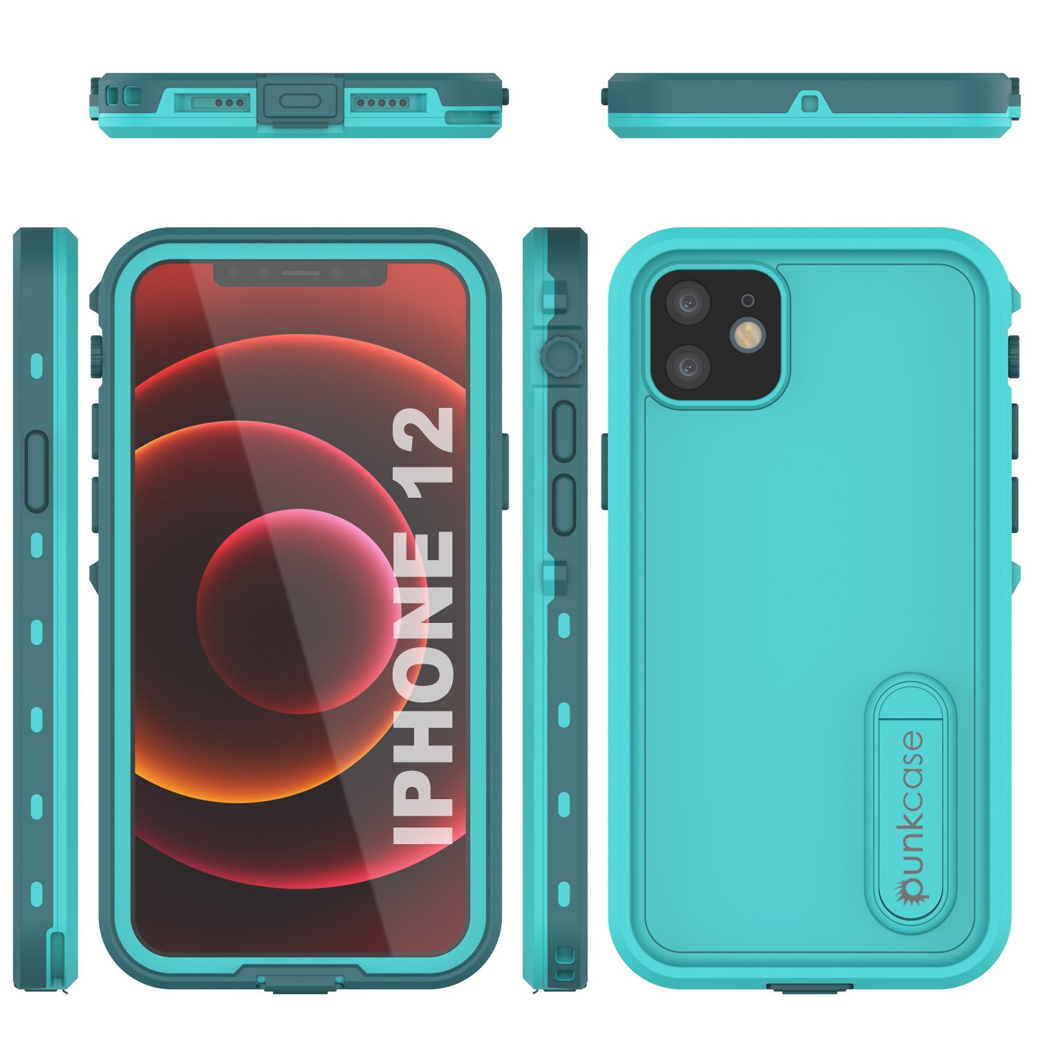 iPhone 12 Waterproof Case, Punkcase [KickStud Series] Armor Cover [Teal]