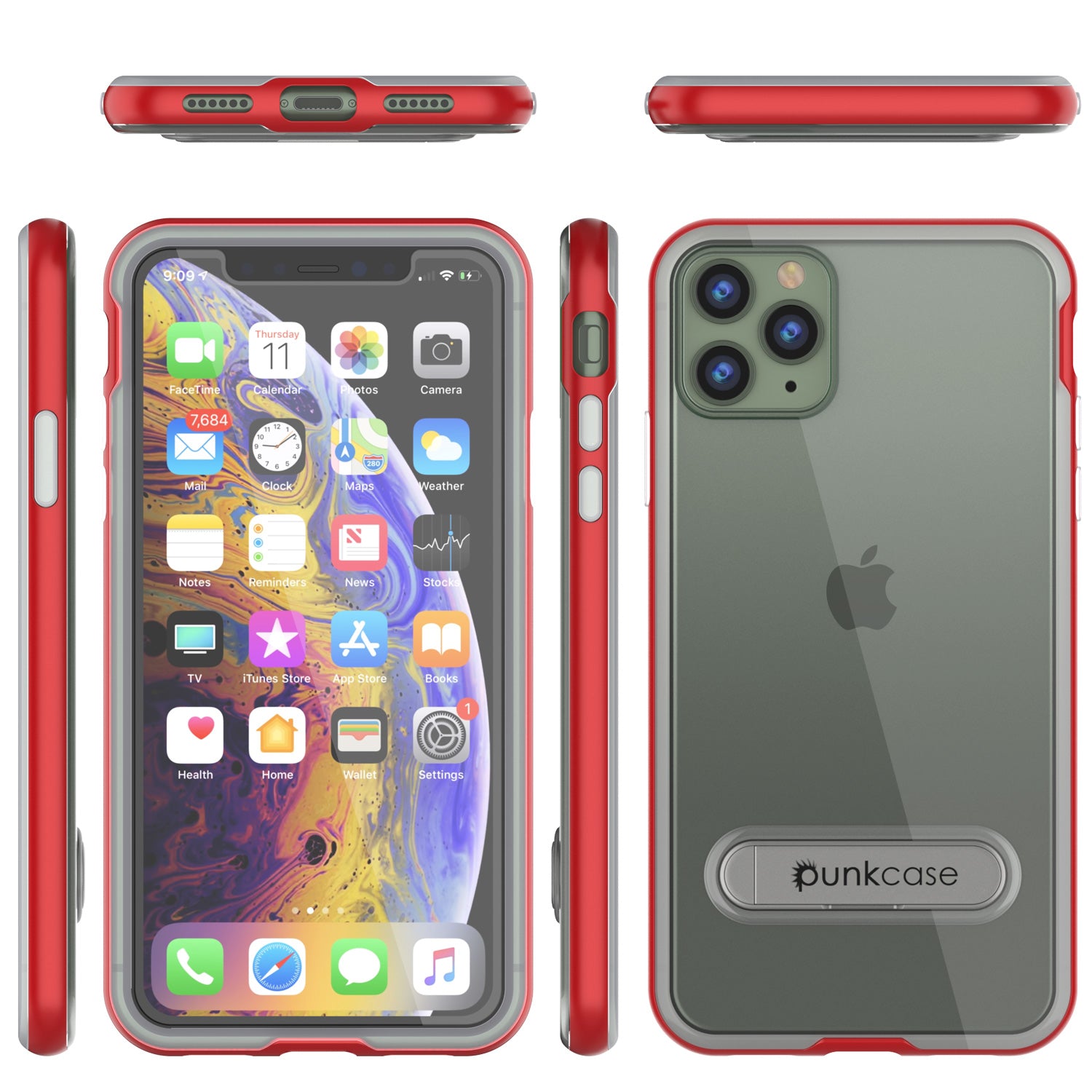 iPhone 11 Pro Max Case, PUNKcase [LUCID 3.0 Series] [Slim Fit] Armor Cover w/ Integrated Screen Protector [Red]