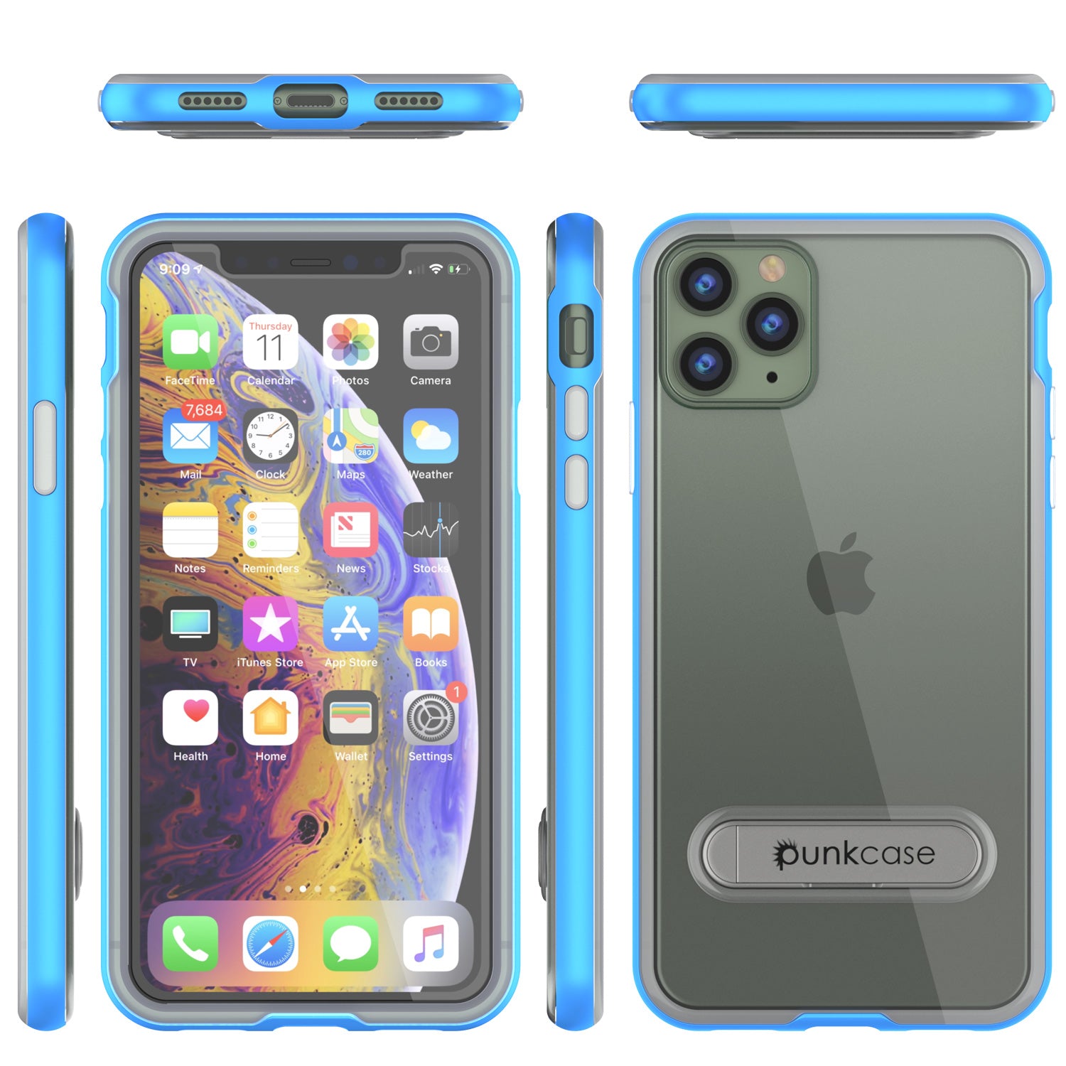 iPhone 11 Pro Case, PUNKcase [LUCID 3.0 Series] [Slim Fit] Armor Cover w/ Integrated Screen Protector [Blue]