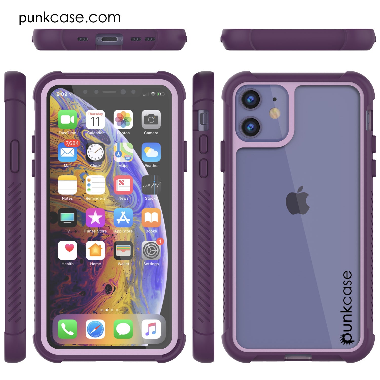 PunkCase iPhone 11 Case, [Spartan Series] Clear Rugged Heavy Duty Cover W/Built in Screen Protector [Black]