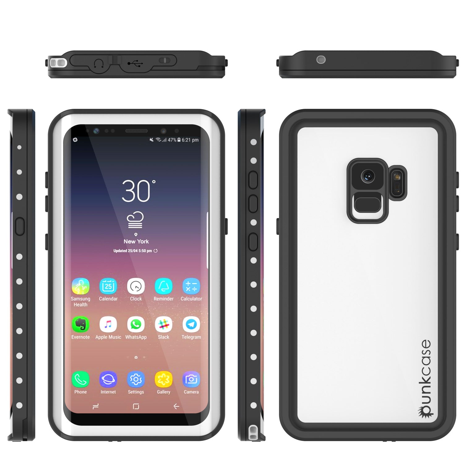Galaxy S9 Waterproof Case, Punkcase StudStar White Thin 6.6ft Underwater IP68 Shock/Snow Proof