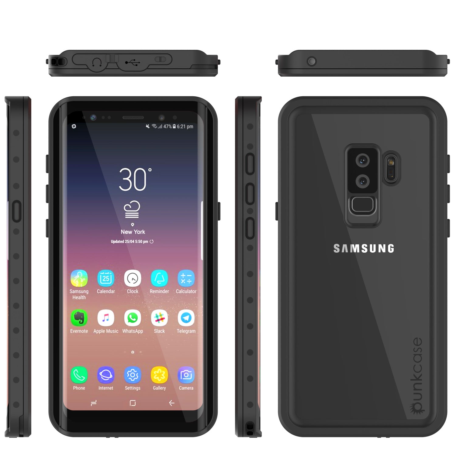 Galaxy S9 Plus Waterproof Case PunkCase StudStar Clear Thin 6.6ft Underwater IP68 Shock/Snow Proof