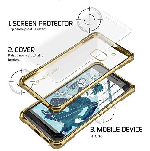 HTC 10 Case, Ghostek® Covert Gold Series Premium Slim Hybrid | w/Screen Protector | Ultra Fit [Gold]