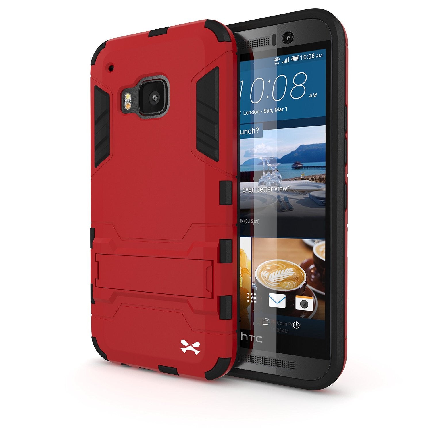 HTC One M9 Case, Ghostek Armadillo 2.0 Red Case w/ M9 Tempered Glass  | Lifetime Warranty