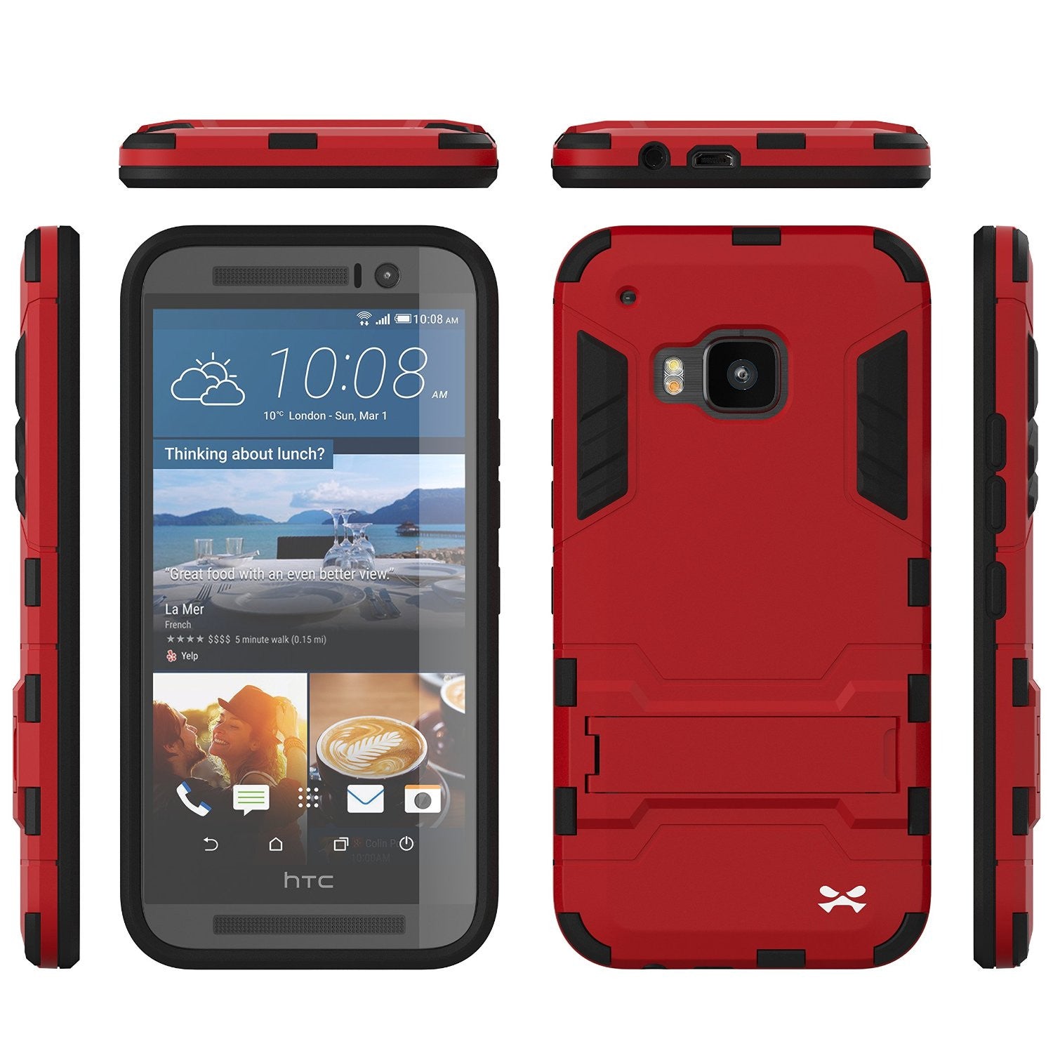 HTC One M9 Case, Ghostek Armadillo 2.0 Red Case w/ M9 Tempered Glass  | Lifetime Warranty