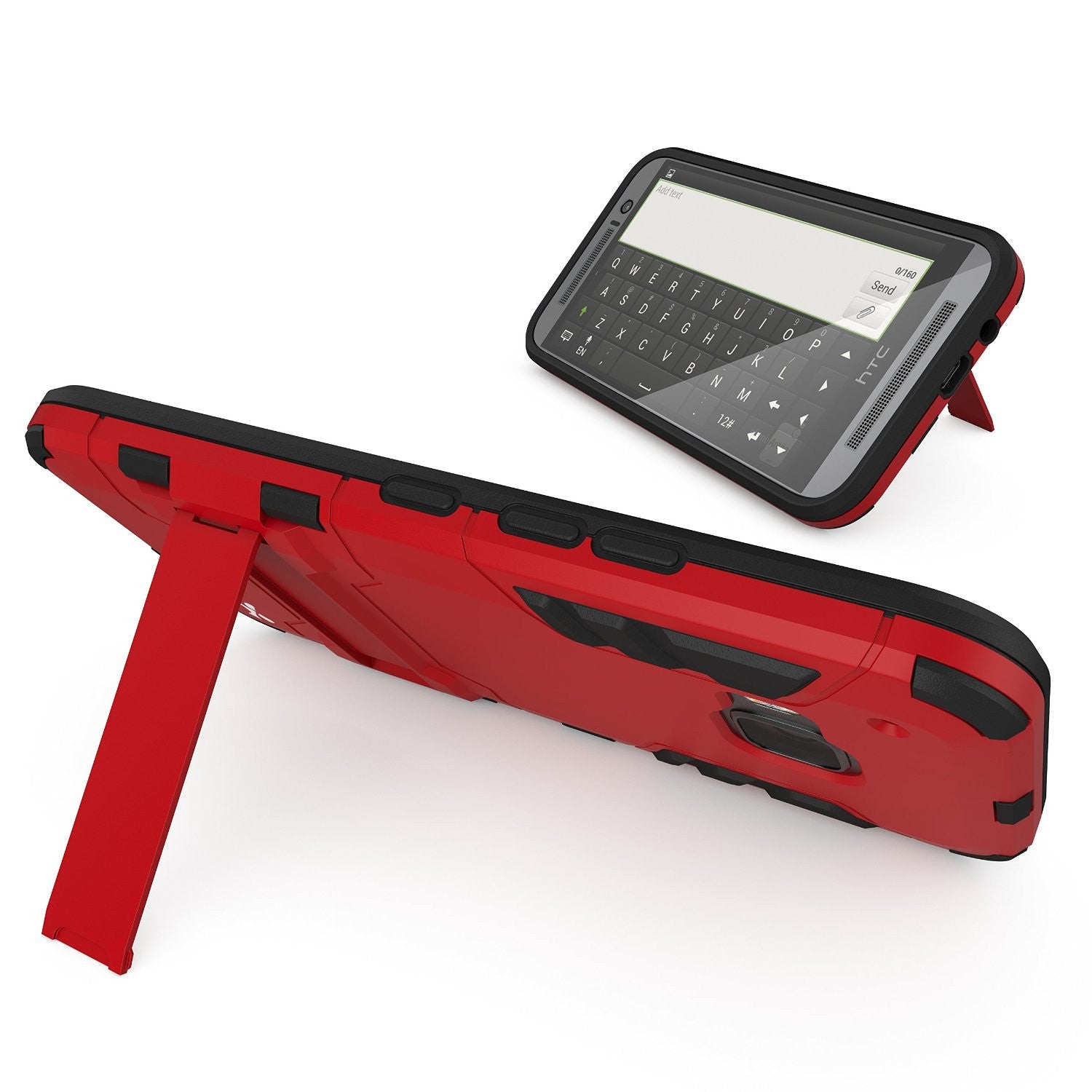 HTC One M9 Case, Ghostek Armadillo 2.0 Red Case w/ M9 Tempered Glass  | Lifetime Warranty