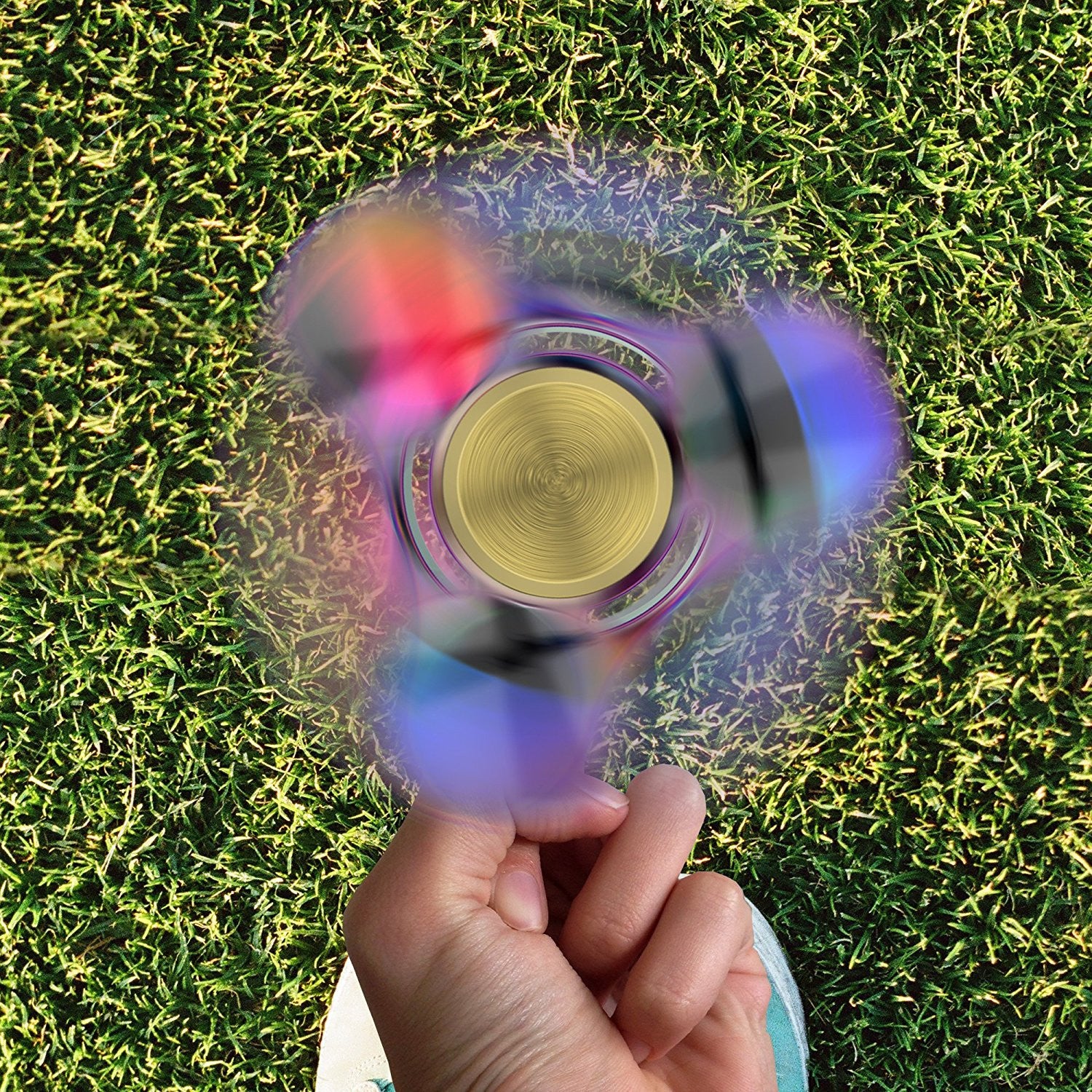 InfiSpin F1 Fidget Spinner, Metal Tri Spinner [Easy Flick & Spin] [RAINBOW]