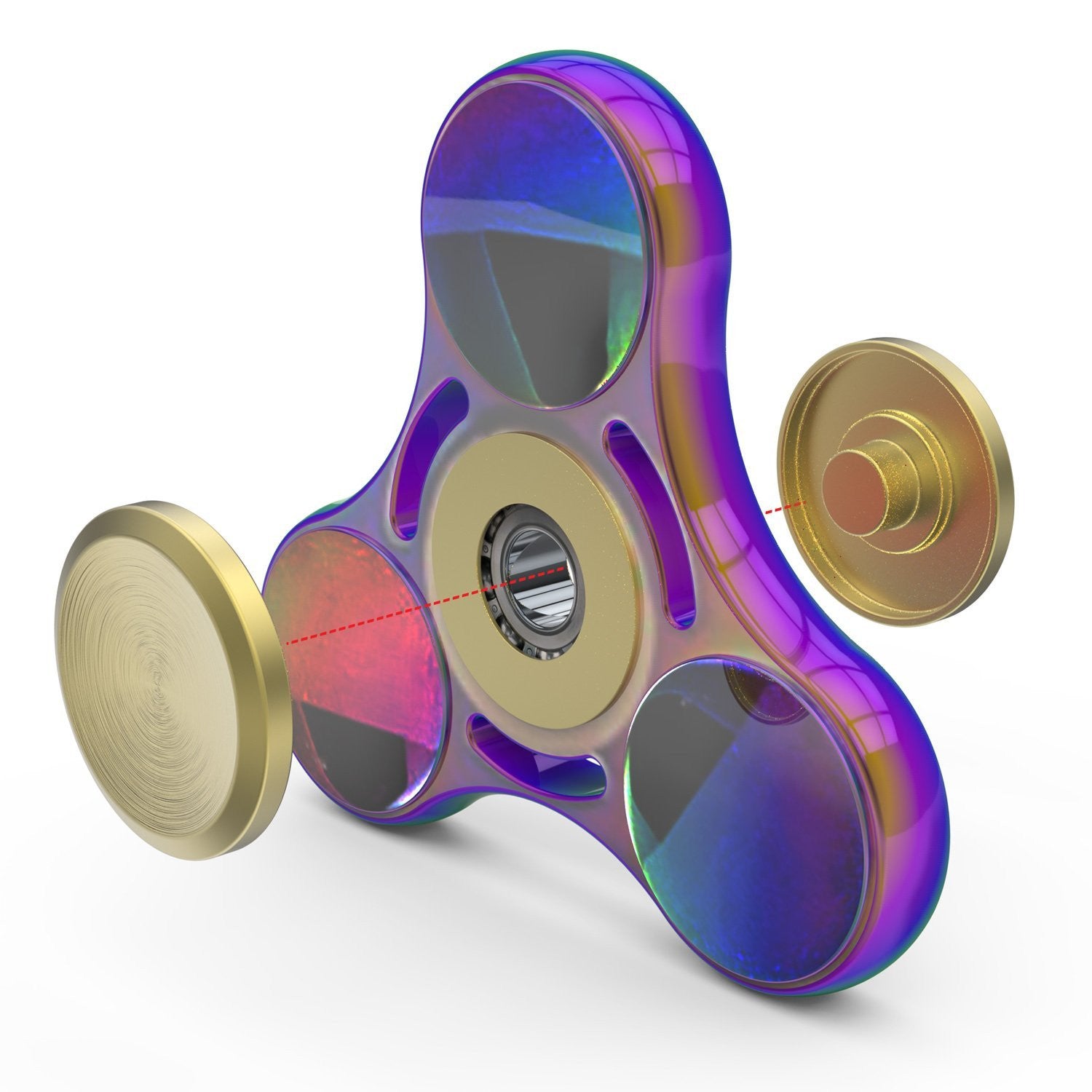 InfiSpin F1 Fidget Spinner, Metal Tri Spinner [Easy Flick & Spin] [RAINBOW]