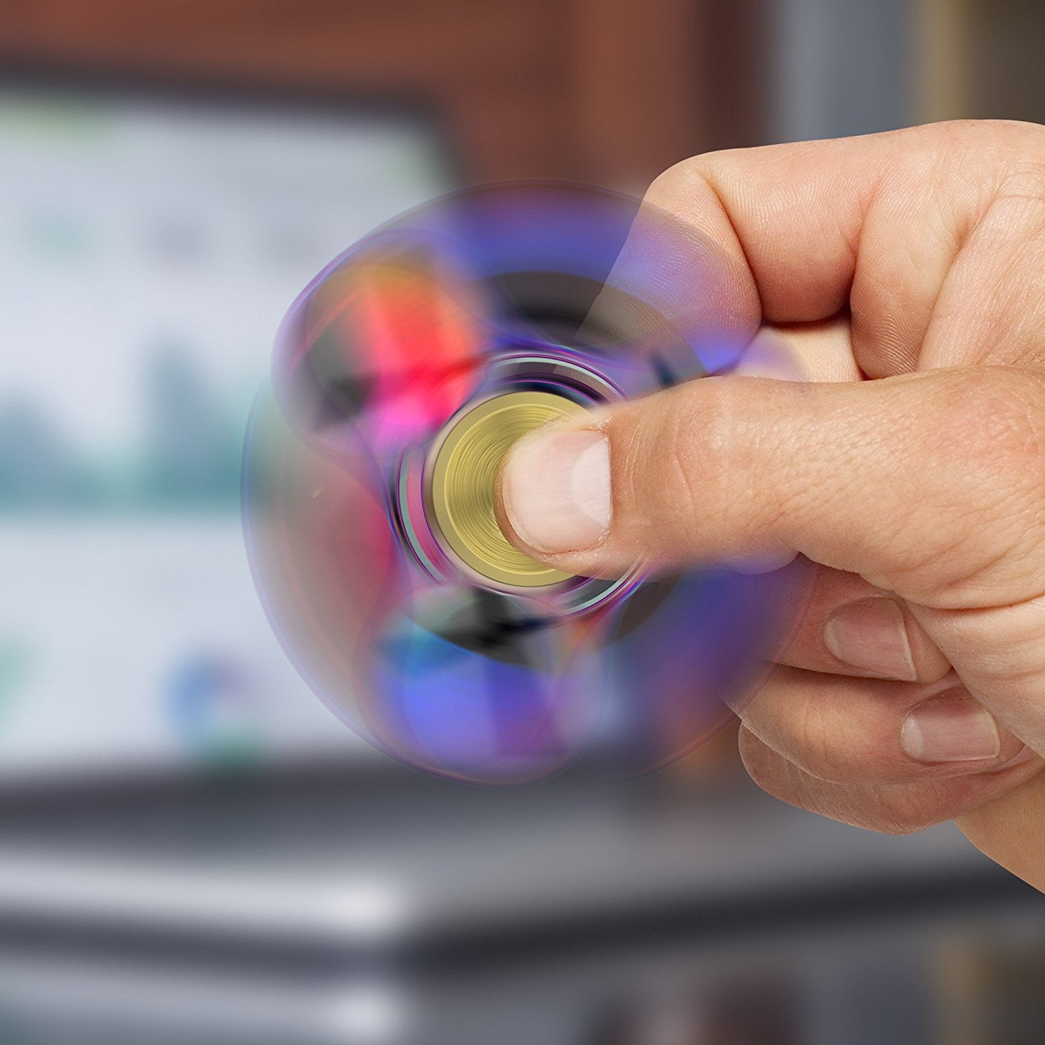 InfiSpin F1 Fidget Spinner, Metal Tri Spinner [Easy Flick & Spin] [RAINBOW]