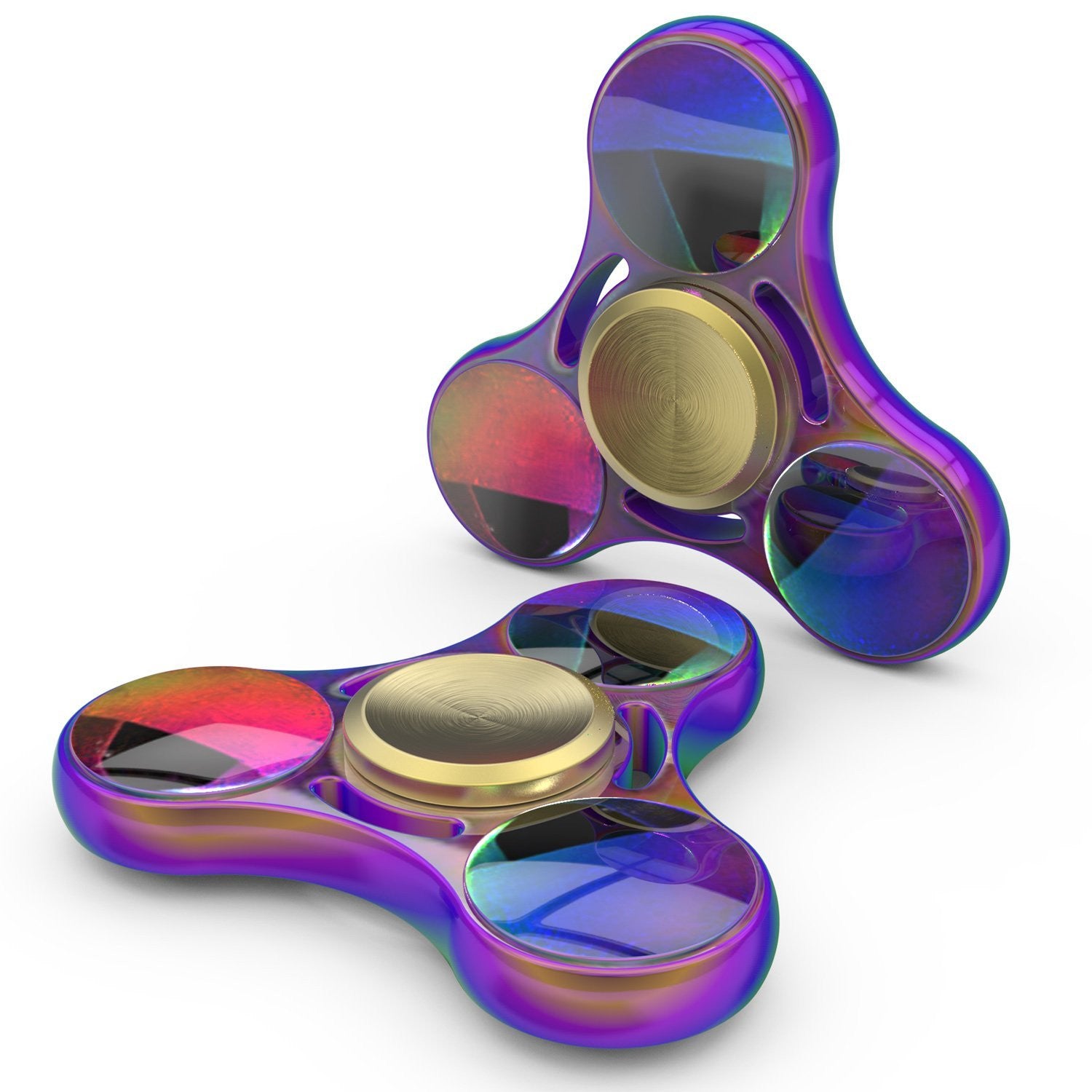 InfiSpin F1 Fidget Spinner, Metal Tri Spinner [Easy Flick & Spin] [RAINBOW]