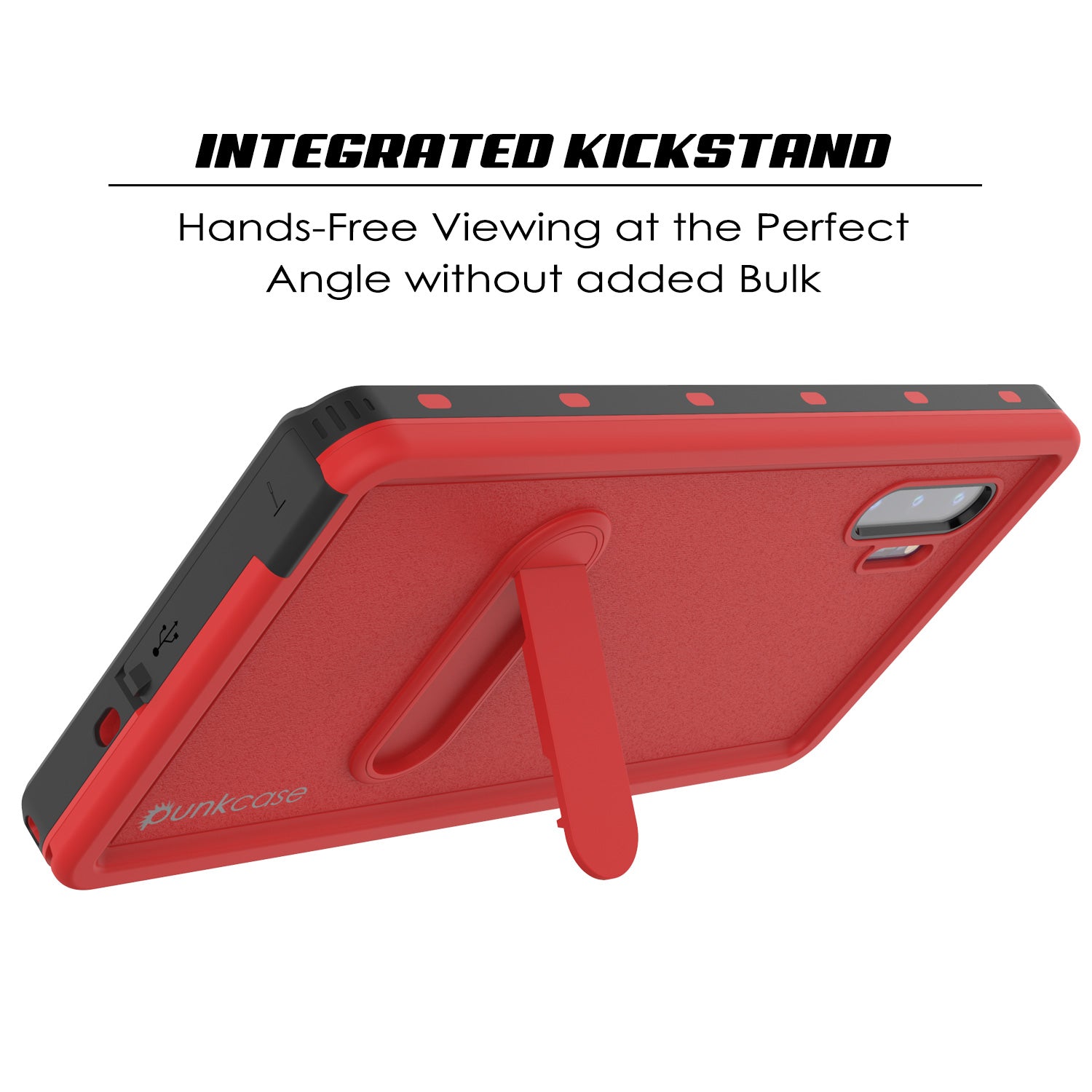 PunkCase Galaxy Note 10+ Plus Waterproof Case, [KickStud Series] Armor Cover [Red]