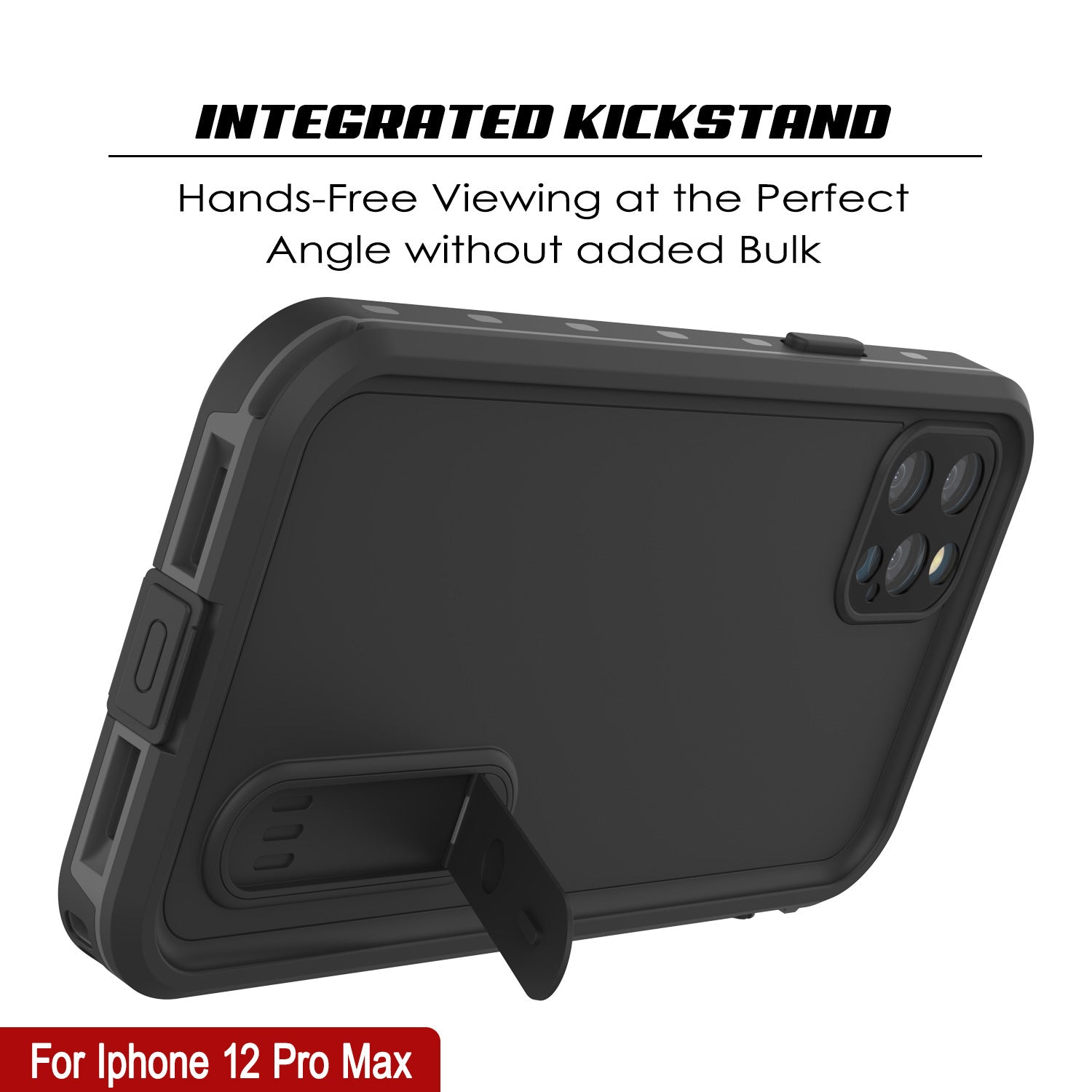 iPhone 12 Pro Max Waterproof Case, Punkcase [KickStud Series] Armor Cover [Black]