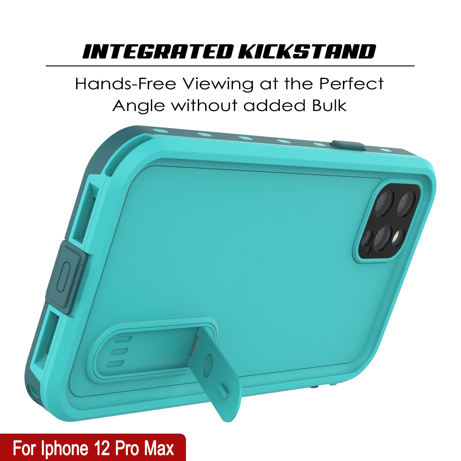 iPhone 12 Pro Max Waterproof Case, Punkcase [KickStud Series] Armor Cover [Teal]