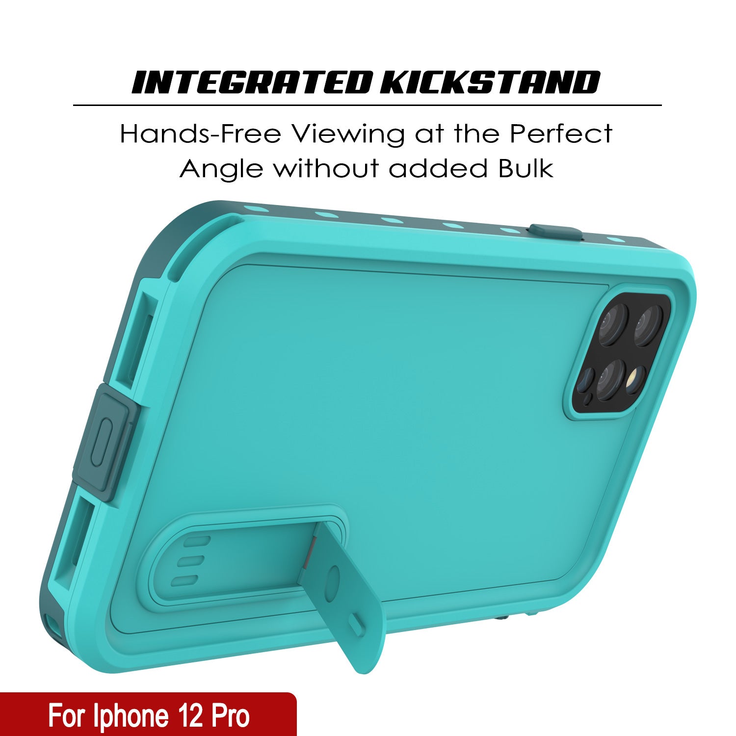 iPhone 12 Pro Waterproof Case, Punkcase [KickStud Series] Armor Cover [Teal]