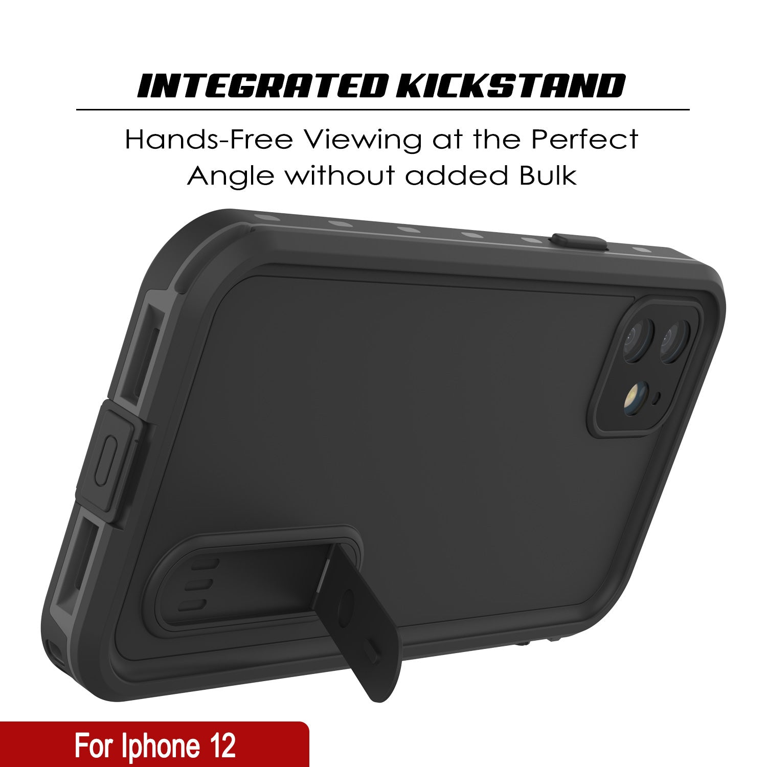 iPhone 12 Waterproof Case, Punkcase [KickStud Series] Armor Cover [Black]