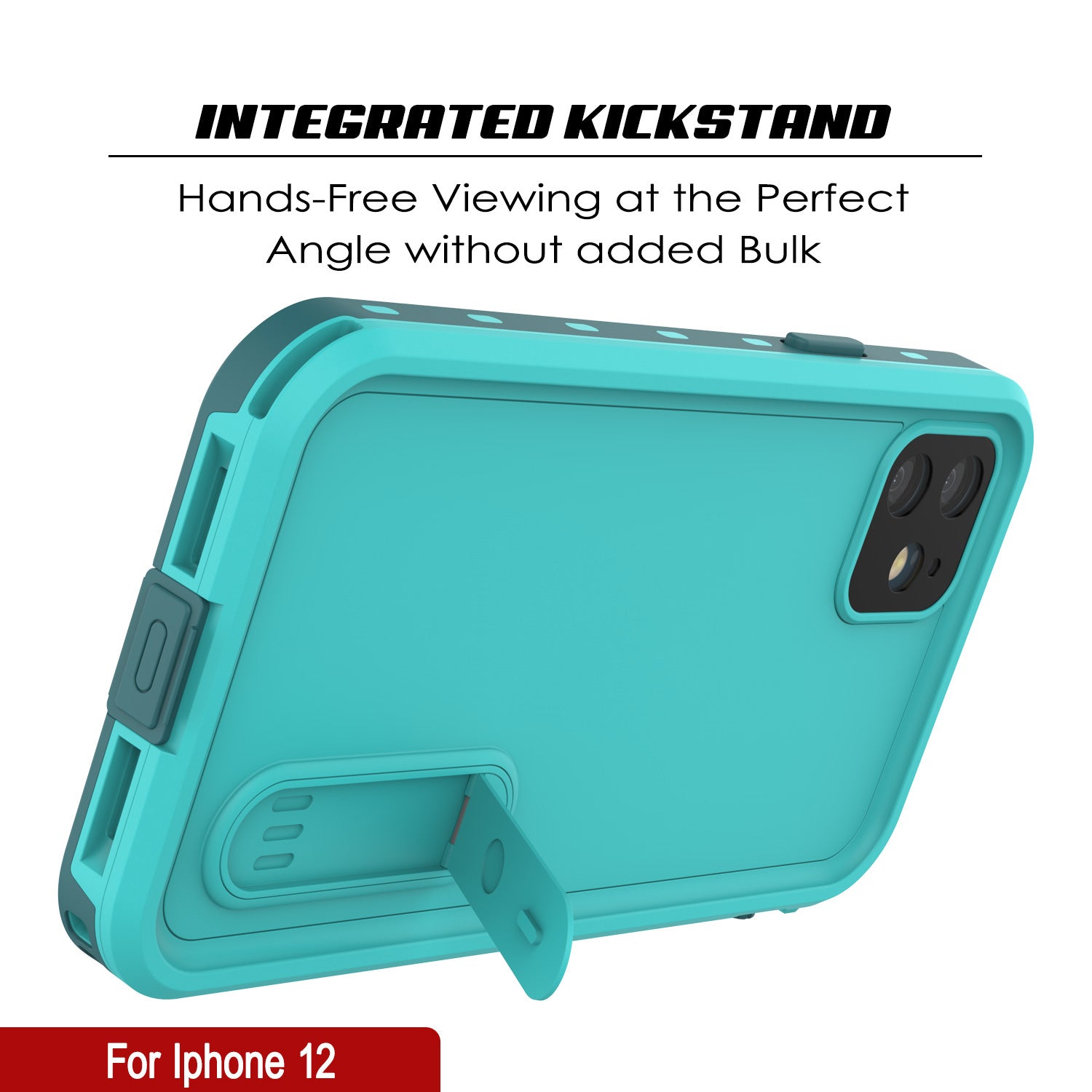 iPhone 12 Waterproof Case, Punkcase [KickStud Series] Armor Cover [Teal]