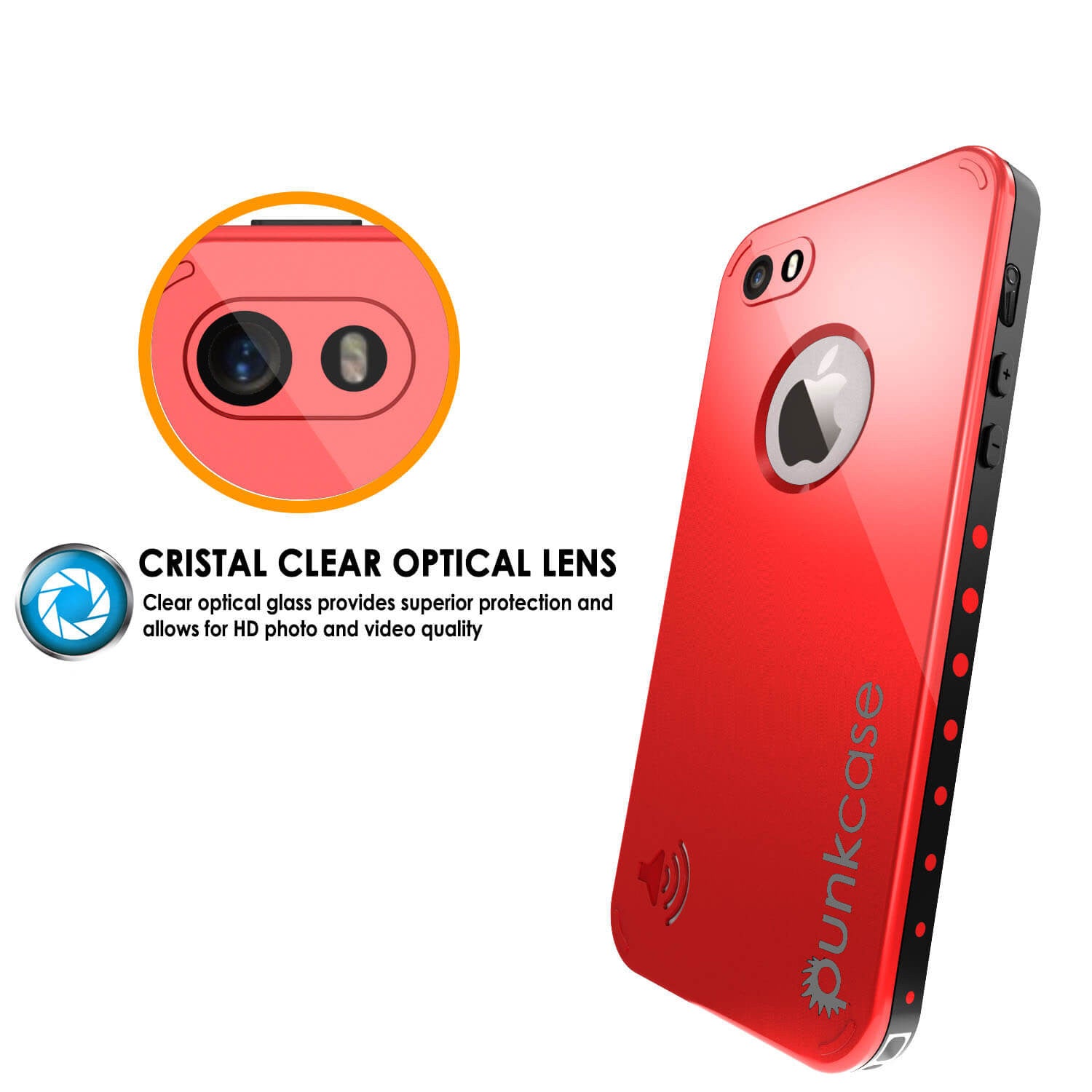 iPhone SE/5S/5 Waterproof Case, PunkCase StudStar Red Case Shock/Dirt/Snow Proof | Lifetime Warranty