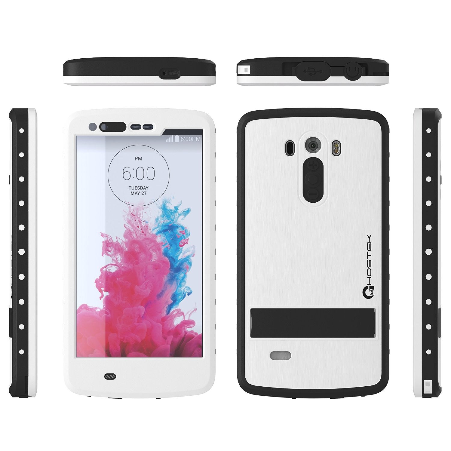 LG G3 Waterproof Case, Ghostek Atomic White W/ Attached Screen Protector LG G3 Slim Fitted