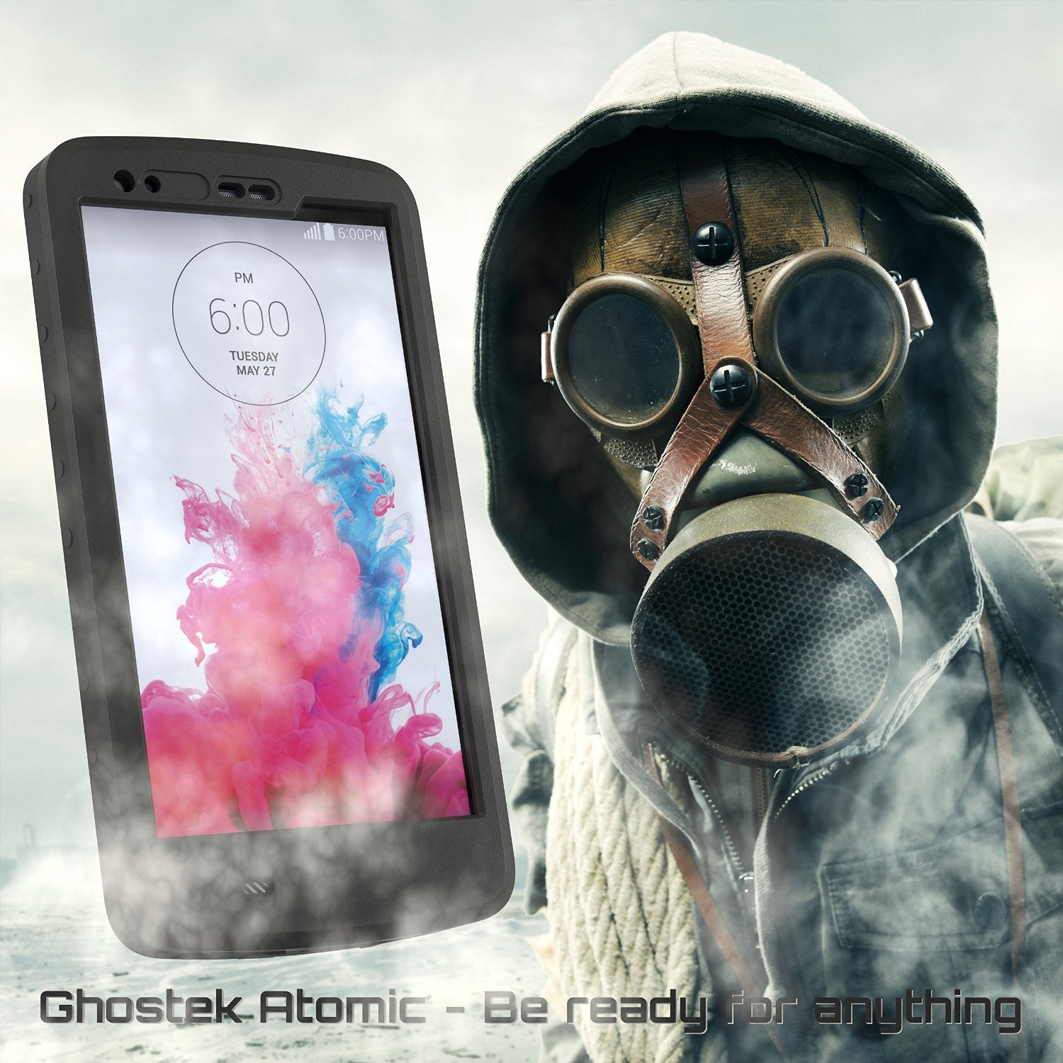 LG G3 Waterproof Case, Ghostek Atomic Black W/ Attached Screen Protector Fitted for LG G3