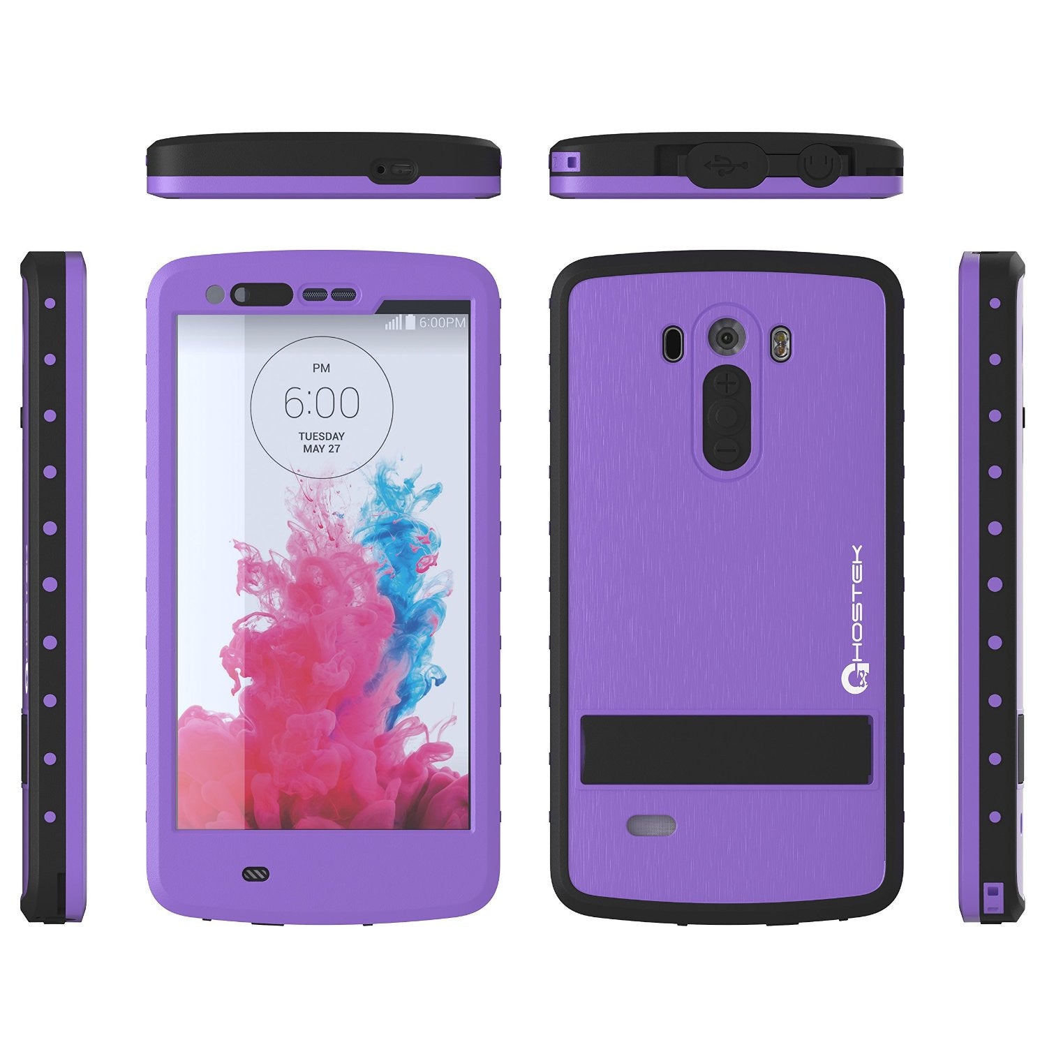 LG G3 Waterproof Case, Ghostek Atomic PURPLE W/ Attached Screen Protector  Slim Fitted  LG G3