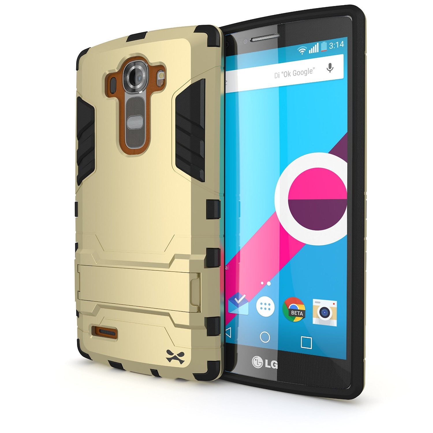 LG G4 Case Ghostek Armadillo 2.0 Gold w/ Tempered Glass Screen Protector | Slim Armor | Kickstand