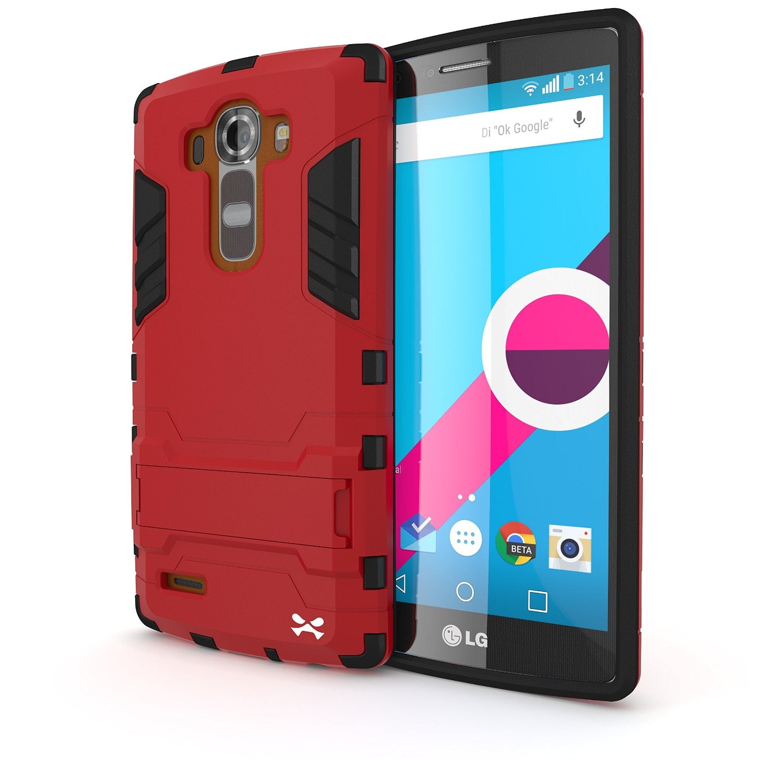 LG G4 Case Ghostek Armadillo 2.0 Red w/ Tempered Glass Screen Protector | Slim Armor | Kickstand