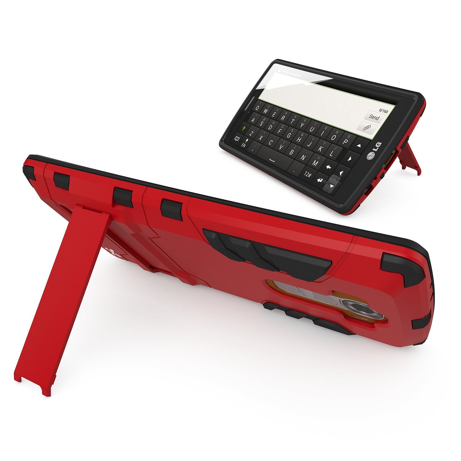 LG G4 Case Ghostek Armadillo 2.0 Red w/ Tempered Glass Screen Protector | Slim Armor | Kickstand