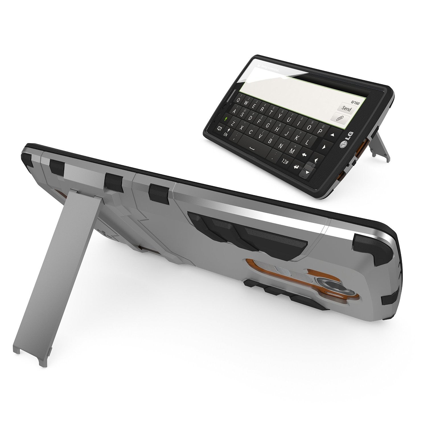 LG G4 Case Ghostek Armadillo 2.0 Silver w/ Tempered Glass Screen Protector | Slim Armor | Kickstand