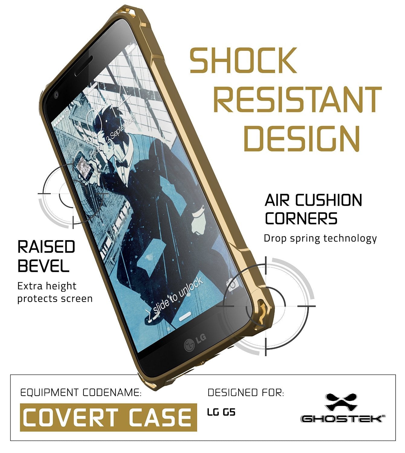 LG G5 Case, Ghostek® Gold Covert Premium Slim Hybrid Protective Cover | Lifetime Warranty Exchange