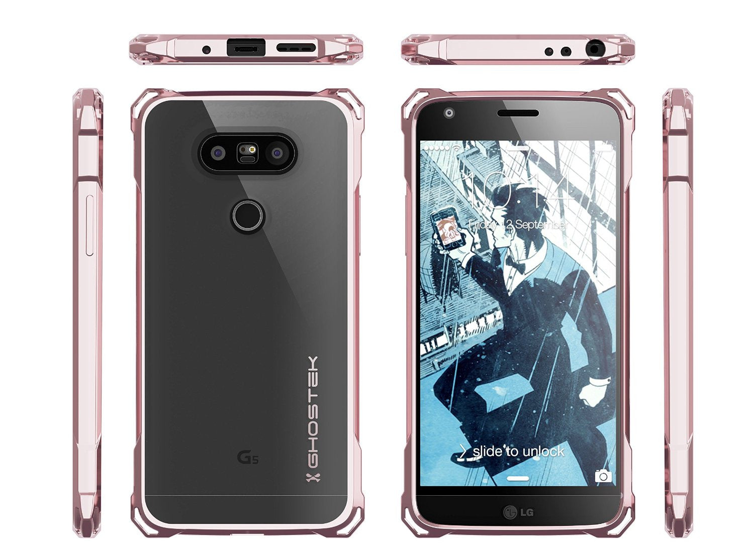 LG G5 Case, Ghostek® Clear Pink Premium Slim Hybrid Protective Cover | Lifetime Warranty Exchange