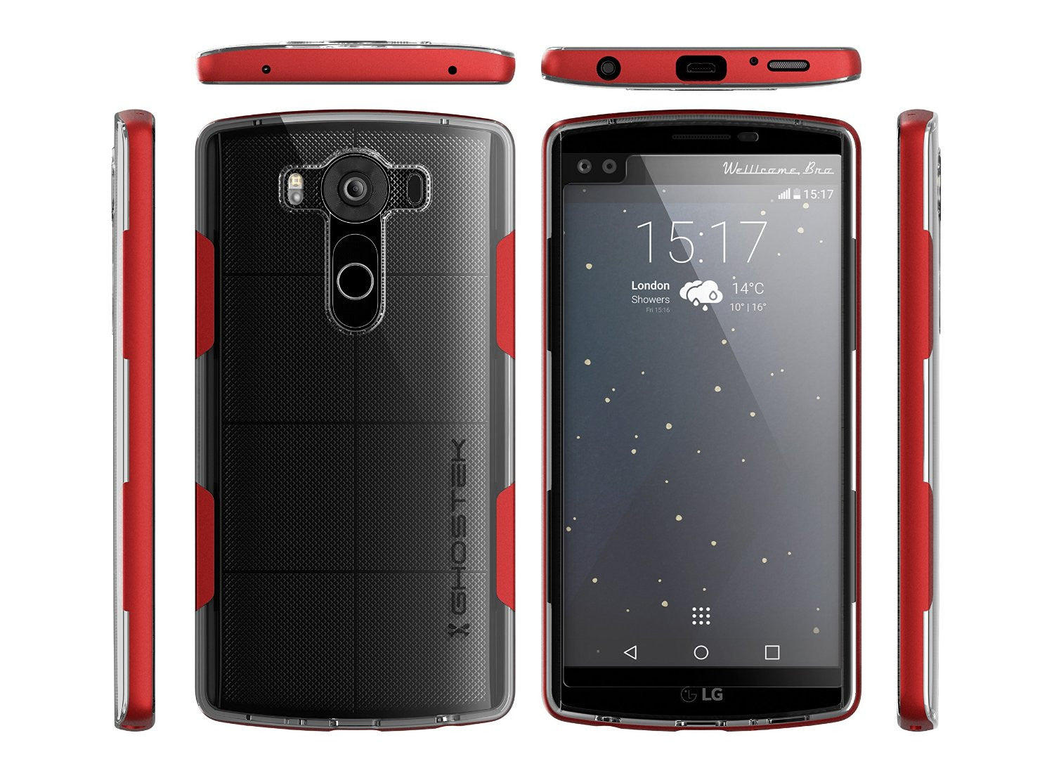 LG V10 Case, Ghostek® Cloak Red Slim Hybrid Impact Armor Cover | Lifetime Warranty Exchange