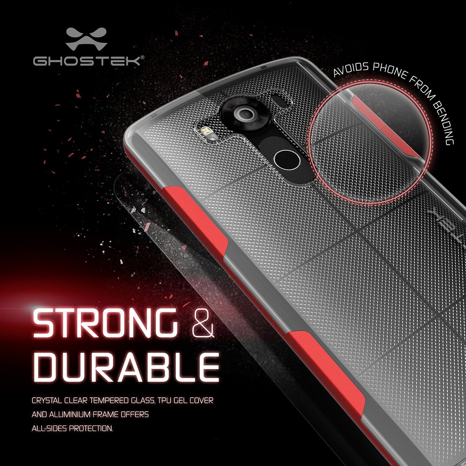 LG V10 Case, Ghostek® Cloak Red Slim Hybrid Impact Armor Cover | Lifetime Warranty Exchange
