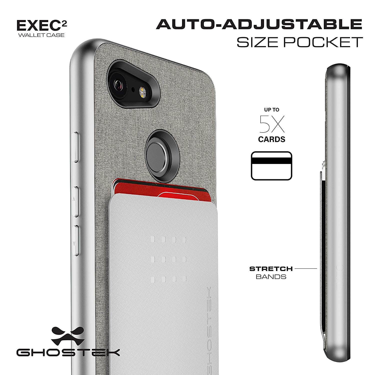 Google Pixel 3 Protective Wallet Case | Exec 2 Series [Silver]