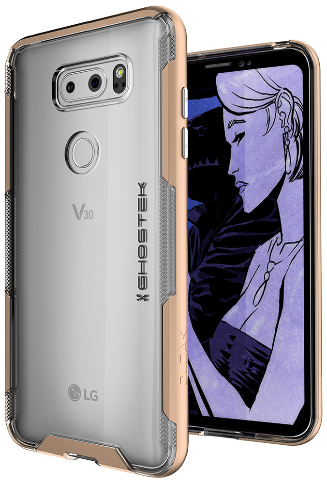 LG V30 Case, Ghostek Cloak 3 LG V30 Clear Transparent Bumper Case V30  | GOLD