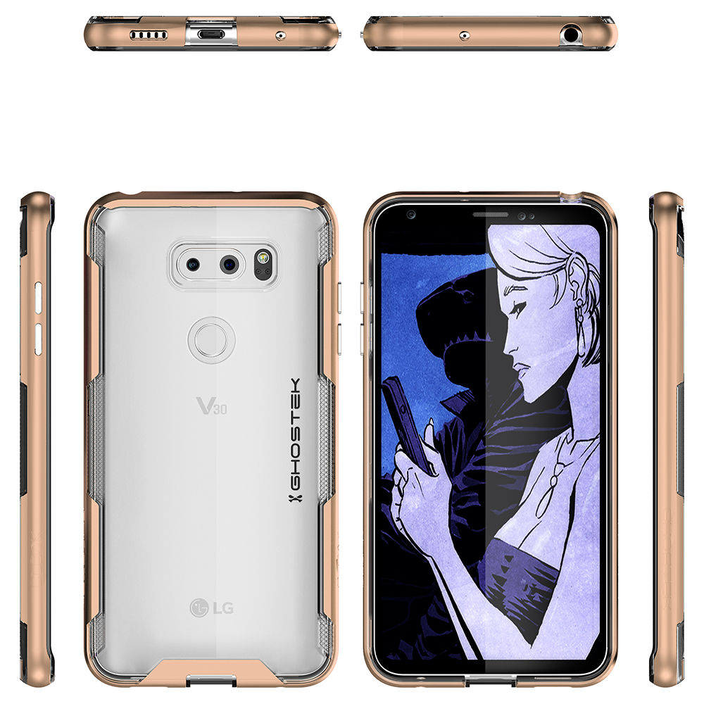 LG V30 Case, Ghostek Cloak 3 LG V30 Clear Transparent Bumper Case V30  | GOLD